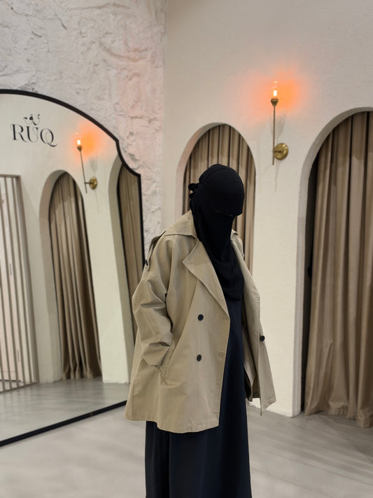 Kısa oversize Trenç